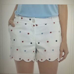 Crown & Ivy Red and‎ White Bermudas with Tailored Fit